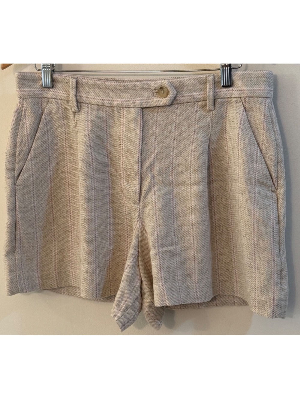 Banana Republic Mid-Rise Women's Shorts Size 8 Beige Linen Blend